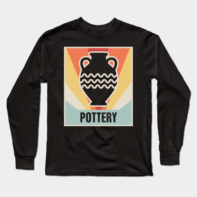 Vintage Style Pottery Poster Long Sleeve T-Shirt by MeatMan